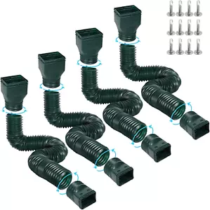 4 Pack Flexible Gutter Downspout Extensions Extendable from 21" to 67", Downspou - Picture 1 of 12
