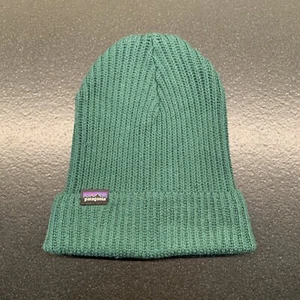 Patagonia Fisherman Rolled Unisex Beanie Winter Hat Green Knit Snow Cap Toboggan - Picture 1 of 10