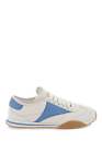 New Bally Leather Sonney Sneakers Wk005r Dustywhite Blue Kiss Authentic Nwt