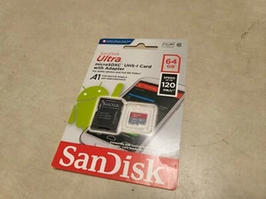Sandisk SDSQUA4-064G-AN6MA 64gb Ultra Usd 120mb/s C10 Uhs Ext U1 A1 Card+adap - Picture 1 of 2