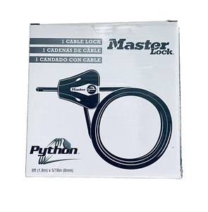 Master Lock 6' ft Python-type Vinyl Coated Steel Cable Adjustable Lock 2 Keys - Picture 1 of 6