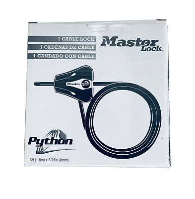 Master Lock 6' ft Python-type Vinyl Coated Steel Cable Adjustable Lock 2 Keys - Image 1 of 4
