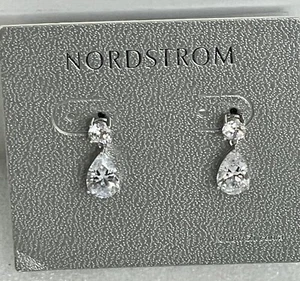 Tear Drop earrings Clear Dangle Studs cubic zirconia nickel free Nordstrom Gift - Bild 1 von 4