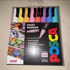Uni POSCA PC-3M Painting Markers, Pastel Colours (Set Of 8) - Picture 1 of 2