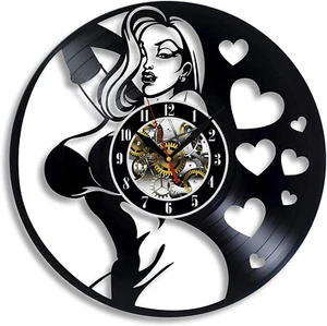 Sexy Rabbit Girl Vinyl Wall Clock Gift Christmas Birthday Holiday Home Decor - Picture 1 of 3