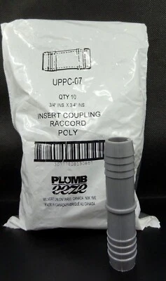 Plumb Eeze UPPC-07 Insert Coupling Raccord Poly Fitting 3/4" X 3/4" ~ Pack of 10