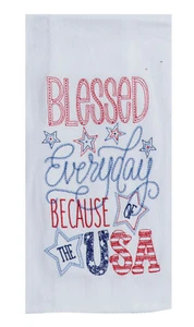 KAY DEE DESIGNS "Blessed Everyday U.S.A." A8644 Flour Sack Towel~17.5"x28″Cotton - Picture 1 of 2