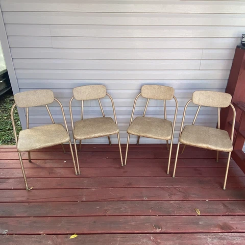 Vintage Hamilton Cosco Folding Chairs Model 65 Tan Beige 1954 Set of 4 MCM Cover