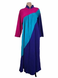 Vanity Fair Vintage Kaftan Kleid Morgenmantel M Magenta Lila Colorblock Festival - Bild 1 von 9