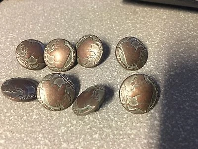8 PACK Buffalo Nickel Metal Red Copper BUTTONS 9/16" NEW VINTAGE REPLICA CRAFTS - Image 1 of 4