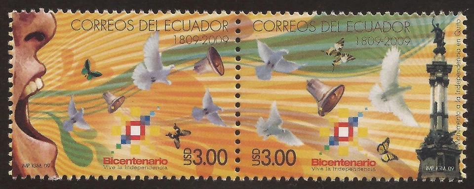 Ecuador 2172/73 2009 Bicentenario Independencia Vida Silvestre Mariposa Foto 1 de 1