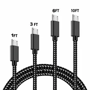 Micro USB Fast Charger Data Sync Cable Braided Cord For Samsung Android 3 6 10FT - Picture 1 of 11