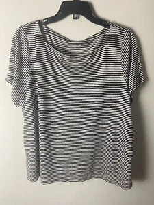 Eileen Fisher Women’s Organic Linen Striped Tee Square Neck Shirt Top Size XL - Picture 1 of 3