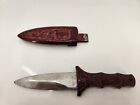 Pakistan Scrollwork Boot Knife W/ Metal  Handle And Scabbard Red Painted + Clip