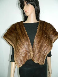 MUSKRAT FUR COLLAR STOLE SCARF CAP n170 - Picture 1 of 2
