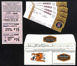 California Angels Tickets - 4 Unused 4/25/95 Strike - Game Not Played  - Picture 1 of 2