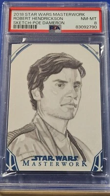 Poe Dameron - 2018 Star Wars Masterwork Sketch by Robert Hendrickson   PSA 8 - Image 1 of 2