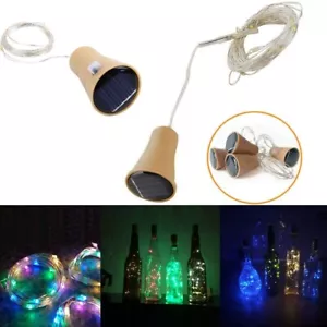 10/15/20 LED Solar Copper Cork Wire String Lights Wine Bottle Xmas Decor Lamp - Picture 1 of 22