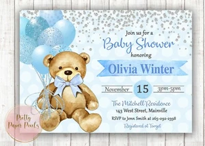 Bear Baby Shower Invitation, Boy, Baby Boy, Bear, Teddy Bear, Printed or Digital - Picture 1 of 1
