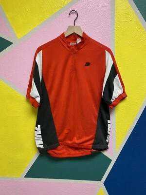 VTG NIKE CYCLING BIKING JERSEY 1/4 ZIP SHIRT SZ XL GRAY TAG RED SPELL OUT LOGO - Image 1 of 4