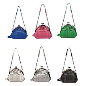 Korean Style Shoulder Bag for Women PU Leather Handbag Tassels Crossbody Bag