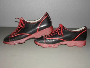 Donald J Pliner Sport Ausif Leather Oxford Black and Red Lace Up Shoes 5.5M - Picture 1 of 6