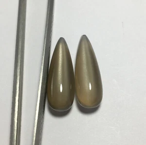 Natural milky moonstone drops cabochon gemstone good color pair 17.60 carat - Picture 1 of 10