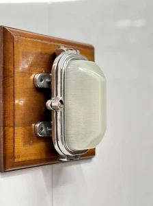 Vintage Ship Salvage Aluminum Wall/Ceiling Mount Bulkhead Light with White Glass - Picture 1 of 7