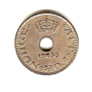 1938  NORWAY Coin 10 ORE