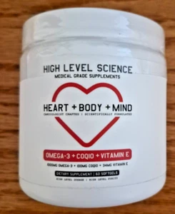 High Level Omega 3, CoQ10 & Vitamin E, With Fish Oil DHA/EPA 60 Soft gels 06/26 - Picture 1 of 4
