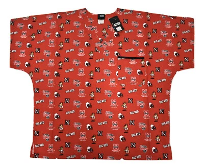 Scrub Dudz Unisex Nebraska Huskers Football Scrubs Nurse Red Shirt Top New S-XL - Image 1 of 4