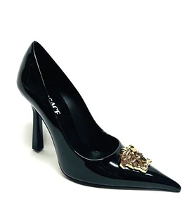 VERSACE La Medusa Naplak Pumps, Black, Size 8 (38.5 EU), Made in Italy - Picture 1 of 6