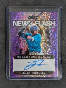 Julio Rodriguez 2019 Leaf News Flash Purple #17/25 On Card Auto Mariners JRod RC - Picture 1 of 10