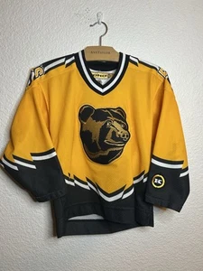 VTG Boston Bruins KOHO NHL Pooh Bear Yellow Black Hockey Jersey Youth S/M - Picture 1 of 8