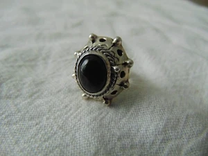 Anillo de veneno de ónix negro firmado por JFC Taxco vintage talla 5 - Imagen 1 de 7