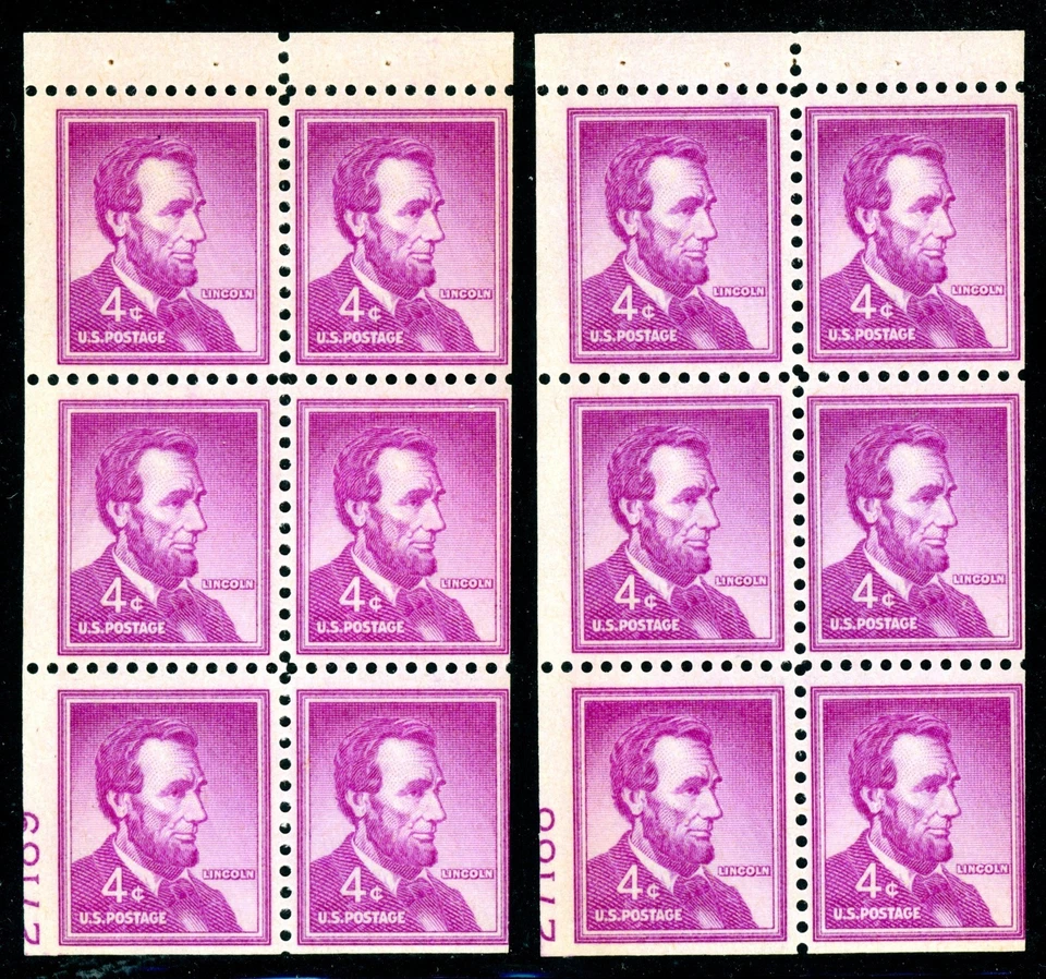 EFO 1036b TWO MISCUT BOOKLET PANES WITH SEQUENTIAL PLATE NUMBERS 27188 & 27189 - Image 1 of 1