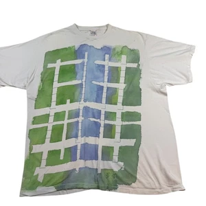 Vintage Harvey Wood Abstrakte Kunst Grafik T-Shirt XL Made in Canada Blau Grün - Bild 1 von 18