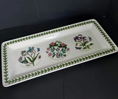 Portmeirion Botanic Garden Rectangle Tray 14" Forget-Me-Not, Pansy, Rhododendron - Image 1 of 4