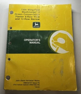 Manuale Operatori Fioriera John Deere 7200 Wing Fold Max Emerge 1992 OMA52747 - Foto 1 di 11