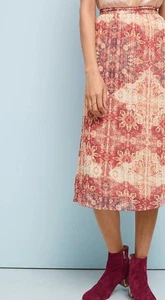 NUEVA Falda Anthropologie Akemi + Kin Luna Plisada Forrada Boho Midi Talla S Cremallera Lateral - Imagen 1 de 12
