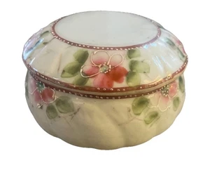 Vintage 40er Jahre Floral Gepunktete Porzellan Schmuckschatulle Made in Japan - Bild 1 von 4