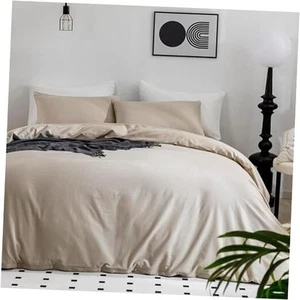 Cotton Duvet Cover Full Size - 100% Washed Cotton Full(80"×90") Linen Gray - Picture 1 of 8