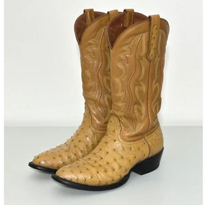 Botas de Colección Nacona para Hombres 9 D Tostadas Pluma de Avestruz Cuero Vaquero Occidental Rodeo - Imagen 1 de 15
