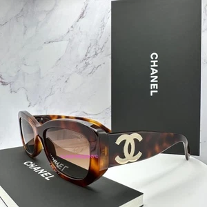 New CHANEL Sunglasses Polarized Brown Tortoise Gold CC Logo Authentic Italy - Picture 1 of 18