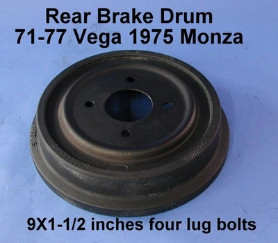 REAR BRAKE DRUM CHEVROLET VEGA MONZA 9x1-1/2 INCHES 4x4 BOLT PATTERN - Image 1 of 2