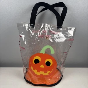 Vintage Trick or Treat Bag Halloween Old Navy Candy Spoopy Pumpkin Clear Orange - Foto 1 di 8