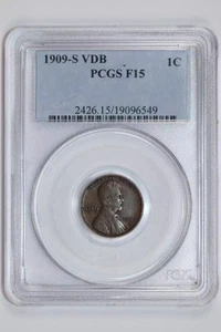 1909-S VDB LINCOLN CENT PCGS F15 - Picture 1 of 2