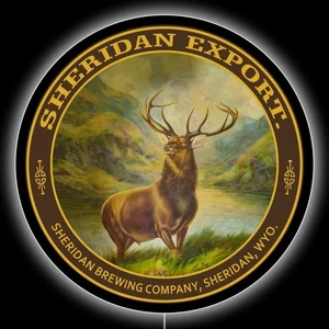 Sheridan Export Beer of Wyoming NEW LED Hanging Lighted Sign: 36" Dia. Round - Picture 1 of 1