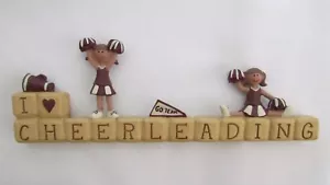 I Love Cheerleading Block Figurine Blossom Bucket Cheer Cheerleader 85666 NEW - Picture 1 of 6