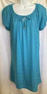 Maggy L Women’s Eyelet Dress Stretchy Fully Lined Aqua Blue Size 10 - Picture 1 of 8